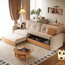 日式高箱储物沙发简约客厅小户型猫爪布艺沙发贵妃组合可拆洗通用