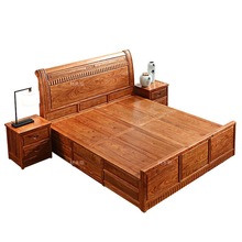 红木家具刺猬紫檀大床1.5至1.8米宽双人床黄花梨木新中式实木婚床