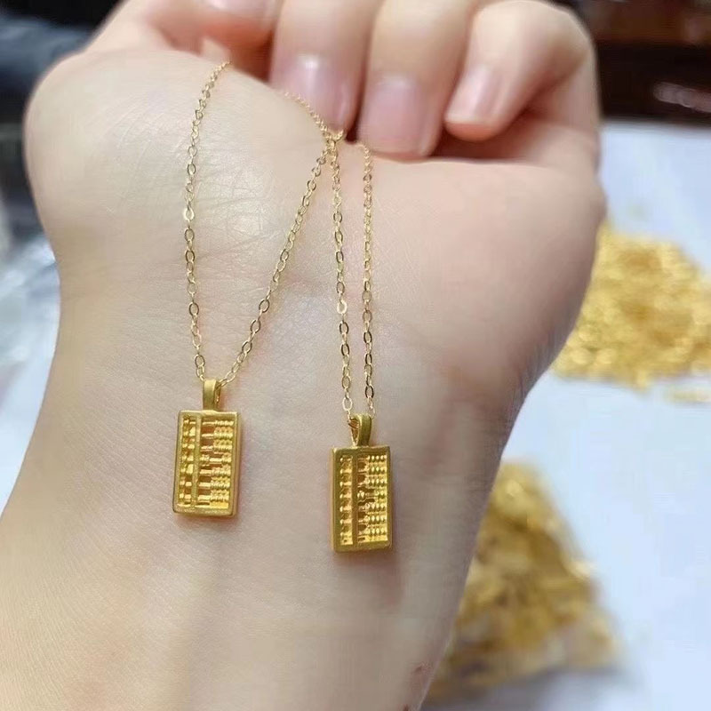 3d硬金黄金小算盘吊坠女足金999如意金算盘项链坠子纯金抖音直播