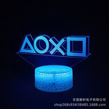 跨境创意3d小夜灯PlayStation图标灯装饰灯游戏氛围灯led台灯礼品
