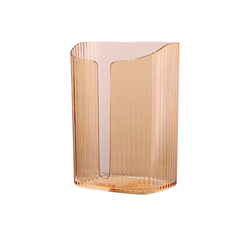Striped Wall-Mounted Tissue Box Face Cloth Mask Storage Box Light Luxury Bathroom Bathroom Kitchen Transparent Punch-Free