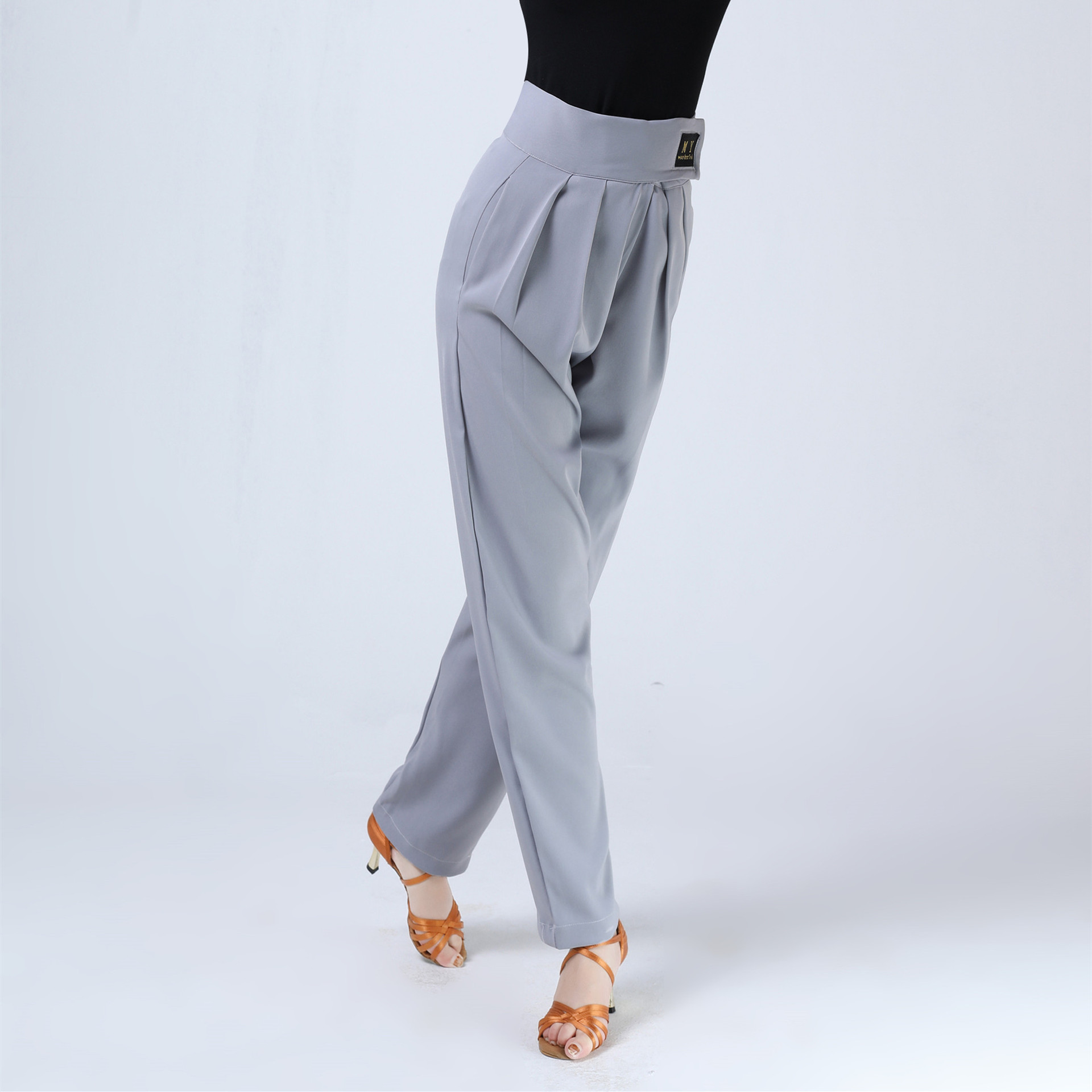 舞蹈裤新款拉丁舞裤 男女跳舞裤子 中高腰阔腿练功裤半身春秋长裤