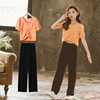 girl Summer wear suit summer temperament Short sleeved jacket Borneol Wide leg pants Two piece set 2021 new pattern Big boy Thin section girl Summer wear suit summer temperament Short sleeved jacket Borneol Wide leg pants Two piece set 2021 new pattern Big boy Thin section