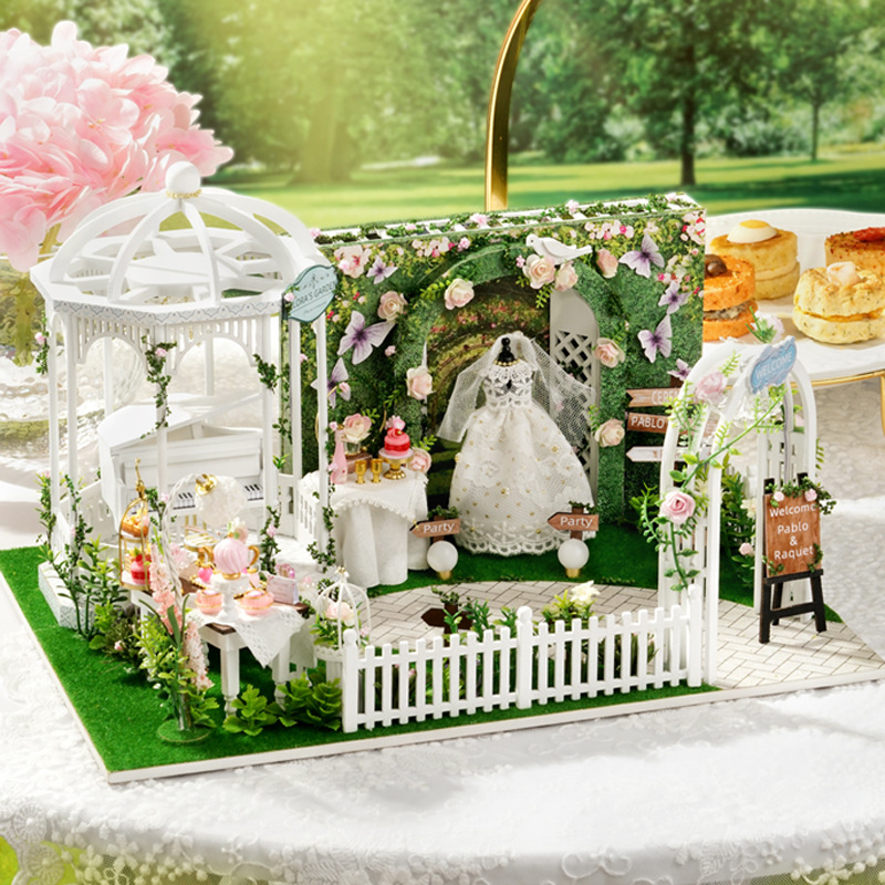 Cute Room DIY Cottage "Expected Meeting" Wedding March Layout Simulation 1:24 Scene Warm Gift