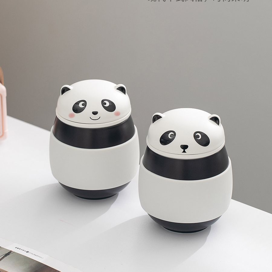 可爱熊猫泡茶杯茶水分离杯子个人专用随手杯带盖过滤水杯logo