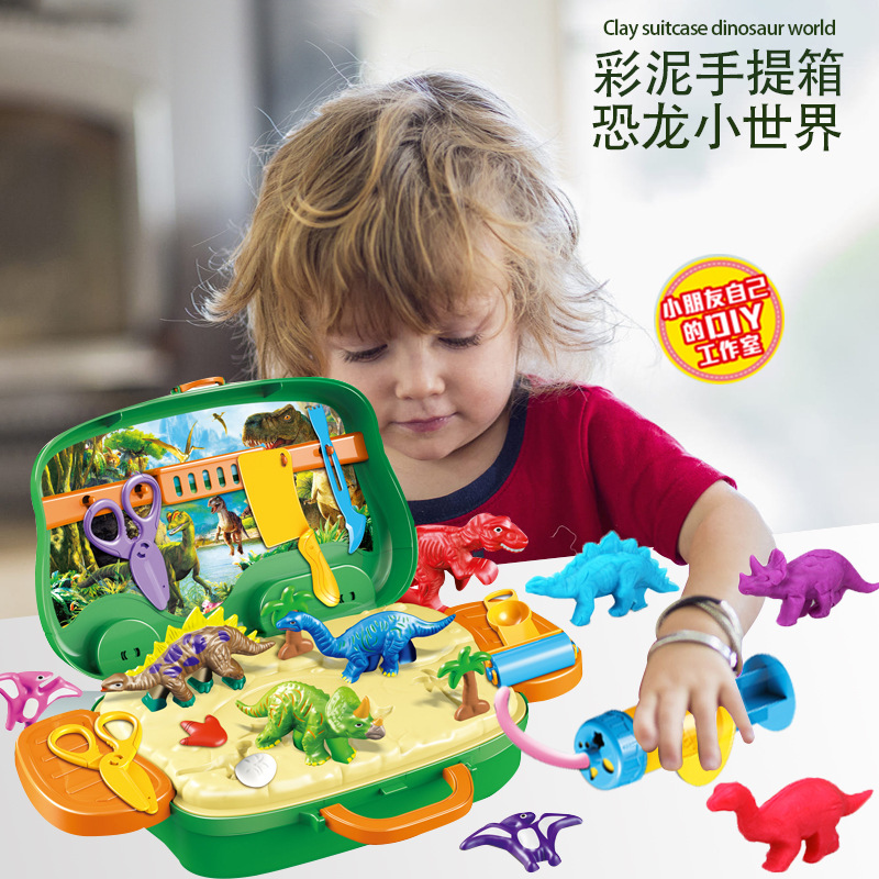 Colored Clay Dinosaur Mold Play House Noodle Maker Children's Toy Plasticene Mold Tool Set Ice Cream Machine