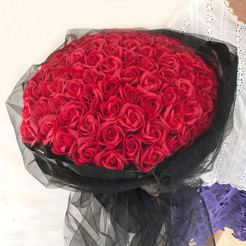 99朵手捧玫瑰花束仿真花香皂花假花七夕情人节礼物生日送女友老婆