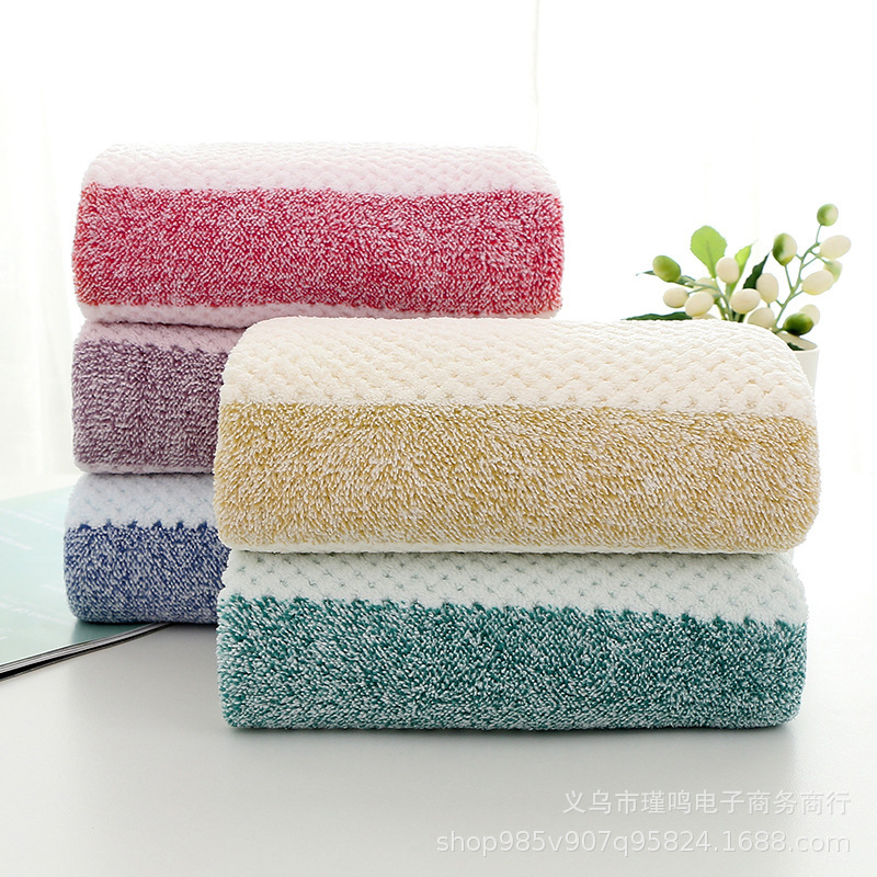 毛巾厂家批发菠萝格珊瑚绒中国结满天星柔软吸水家用毛巾礼品代发