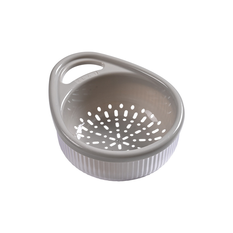 Small Size Hollow Drain Basket Household Kitchen Multi-Functional Double-Layer Sink Sieve Fruit and Vegetable Portable Rice Washing Basket Wholesale
