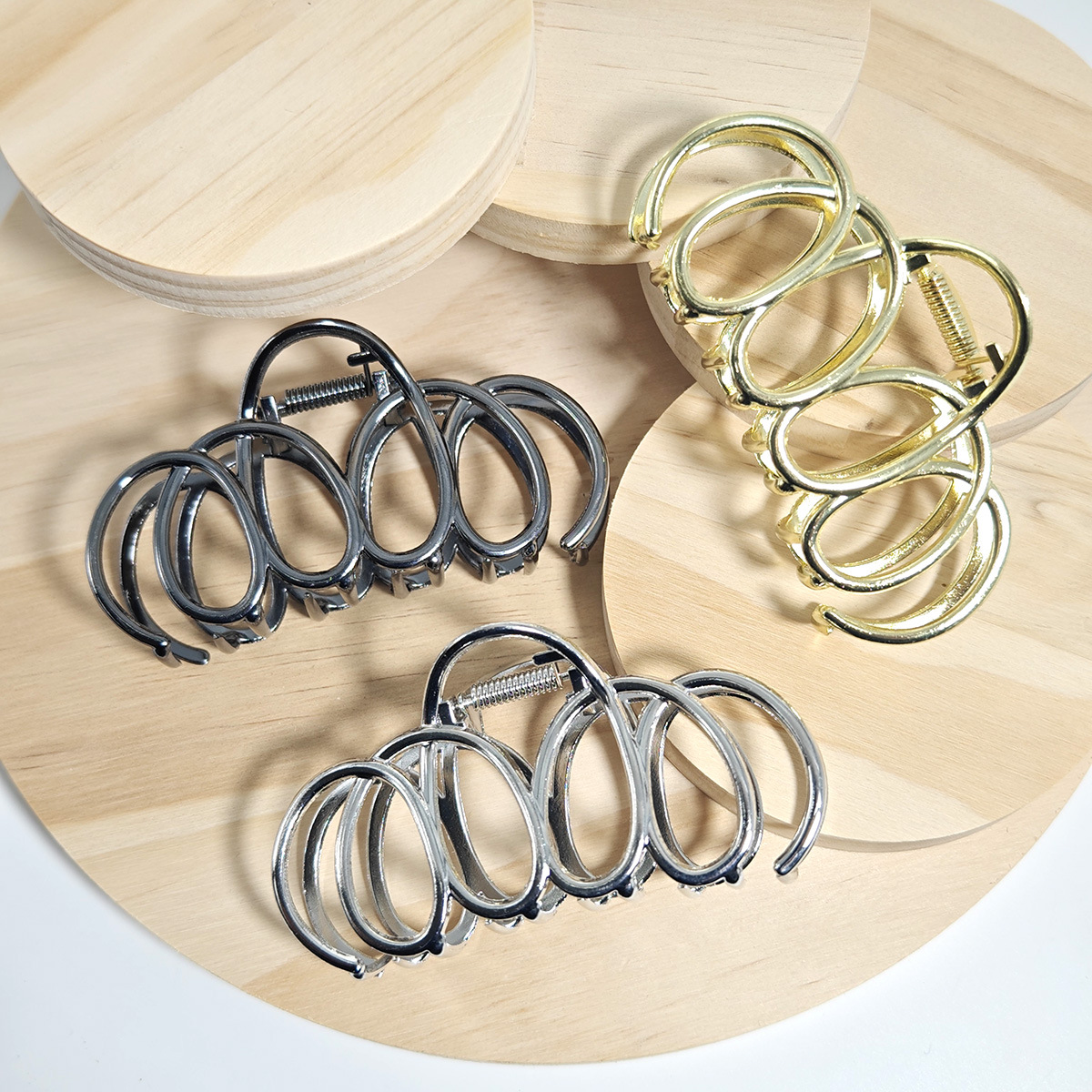 几何抓夹锌合金黑色鲨鱼夹发夹头饰发抓