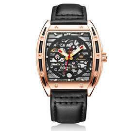 卡帝司峰芒系列  高清透亮男表全自动镂空雕花面夜光男士腕表