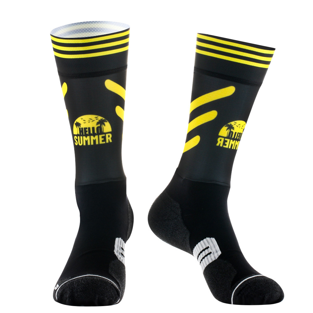 Road Cycling Socks Non-Slip Outdoor Cycling Socks Breaking Wind Bicycle Sports Socks Men's and Women's Elastic Compression Socks Cross-Border