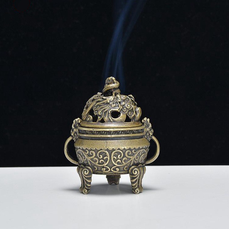 复古迷你款黄铜小香炉中式古典铜香炉香薰炉檀香小炉微景观铜摆件