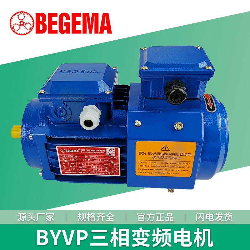 6级电机小法兰立式安装BYVP90S6-B14-0.75KW变频调速电动机BEGEMA