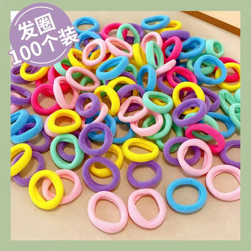 100 Bags Korean Style New Baby Ponytail Small Hair Ring Does Not Hurt Hair Colored Hair Band Hair Band