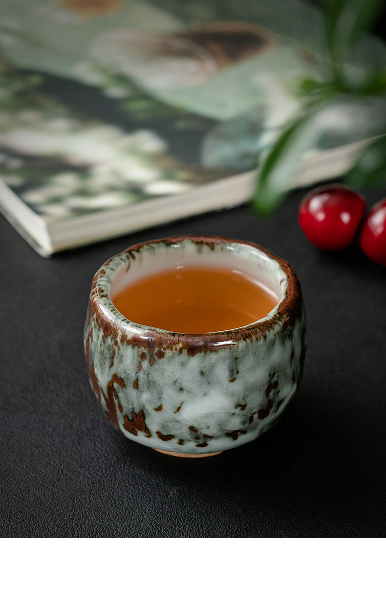 李斌台湾手工志野烧主人杯日式单杯开片志野茶杯品茗陶瓷功夫茶盏