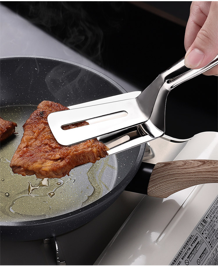 Household Kitchen Stainless Steel Food Tong Spatula Clip Fried Fish Spatula Steak Spatula Household Kitchenware Grilled Fillet Steak Spatula Worker