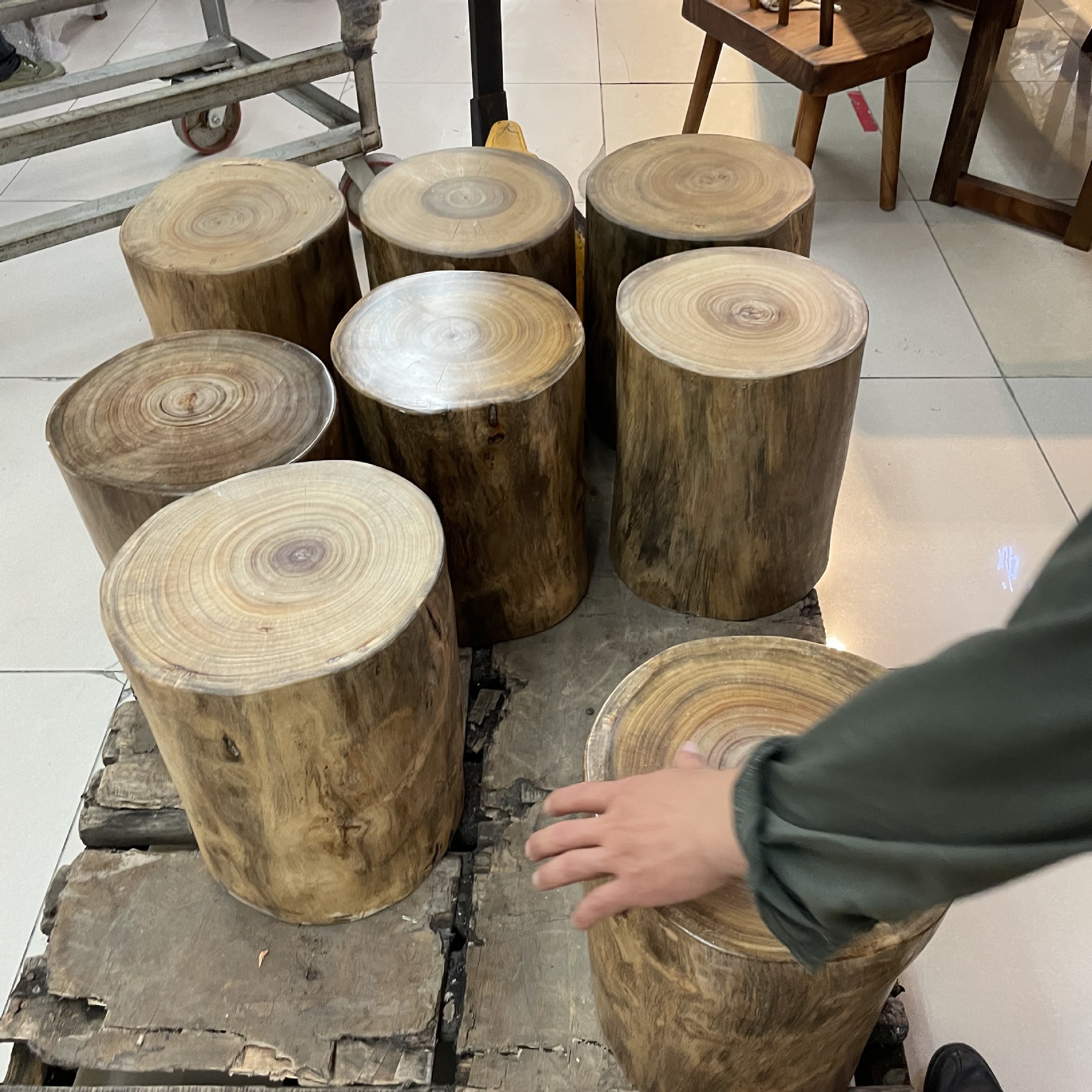 原木木墩凳子家用换鞋凳木树墩木桩花架根实木底座墩子木墩