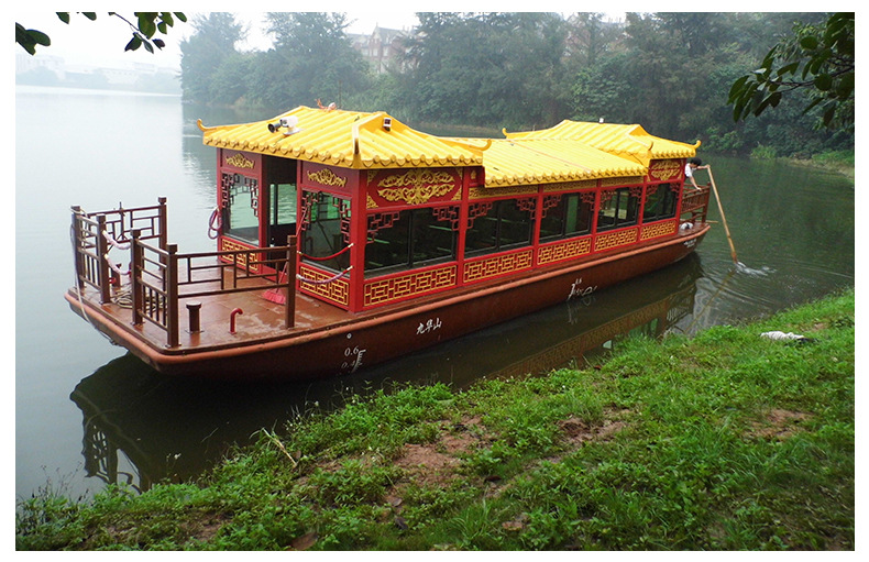 佛山复古画舫船定制餐饮观光船单层景区水上餐厅游湖景观船加工
