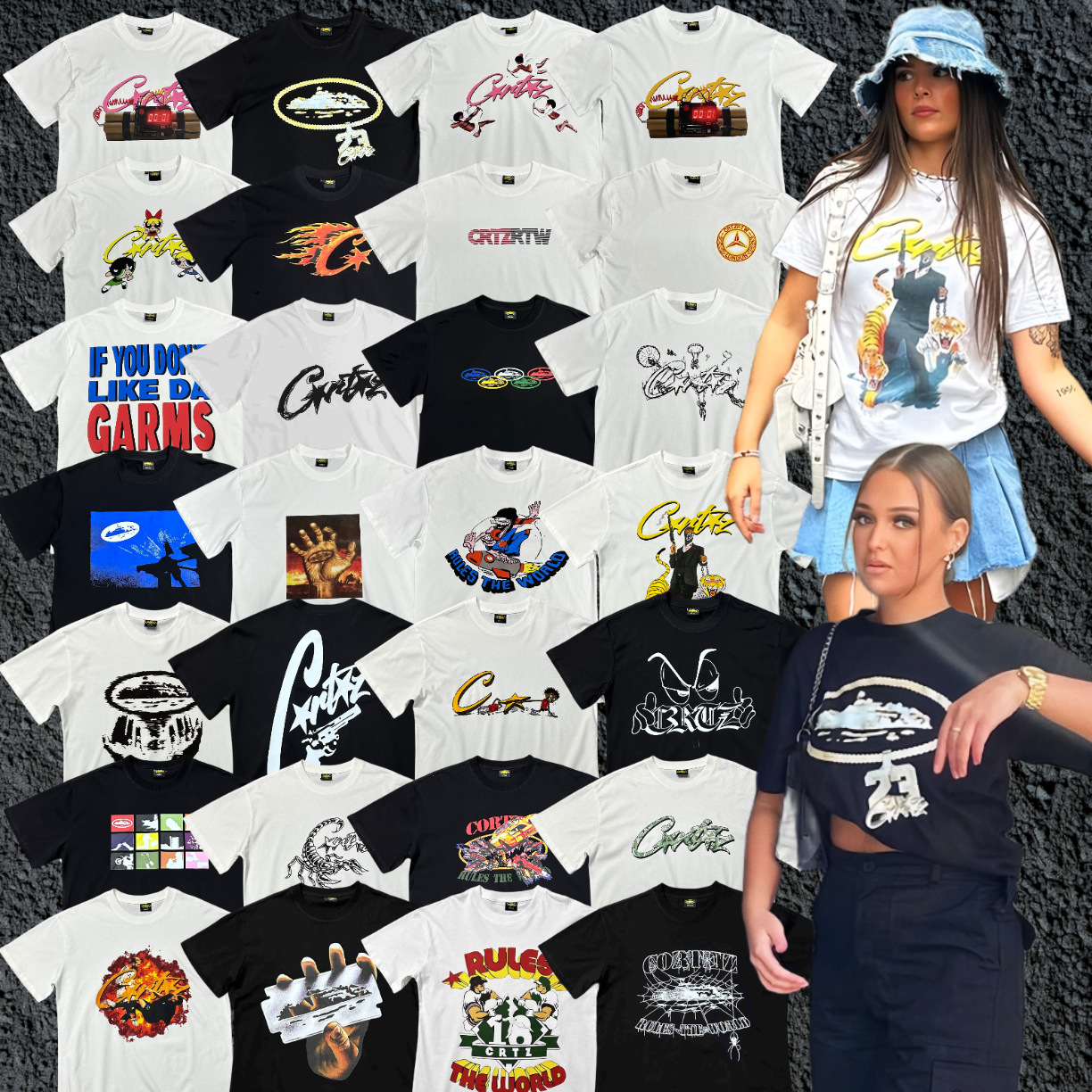 CRTZ恶魔岛短袖正确版字母印花ins超火休闲潮牌美式街头T恤