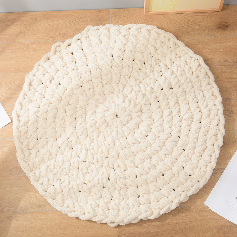新款雪尼尔手工编织圆形椅子垫粗毛线ins风坐垫飘窗垫