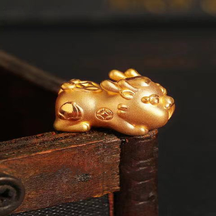厂家直销足金3d貔貅硬金足金女黄金貔貅宝宝萌宠手饰小礼品批发