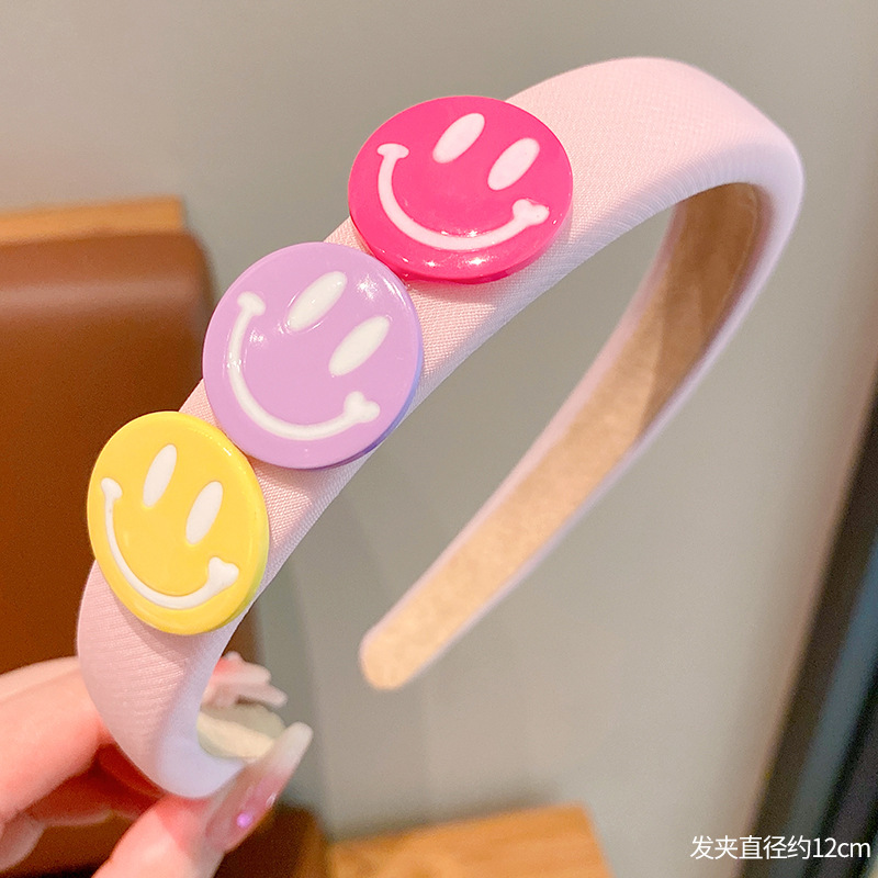 New Children's Smiling Face Headband Girls Headdress Hairpin Broken Hair Organize Fantastic Headband Not-Too-Tight Girl's Hair Accessories