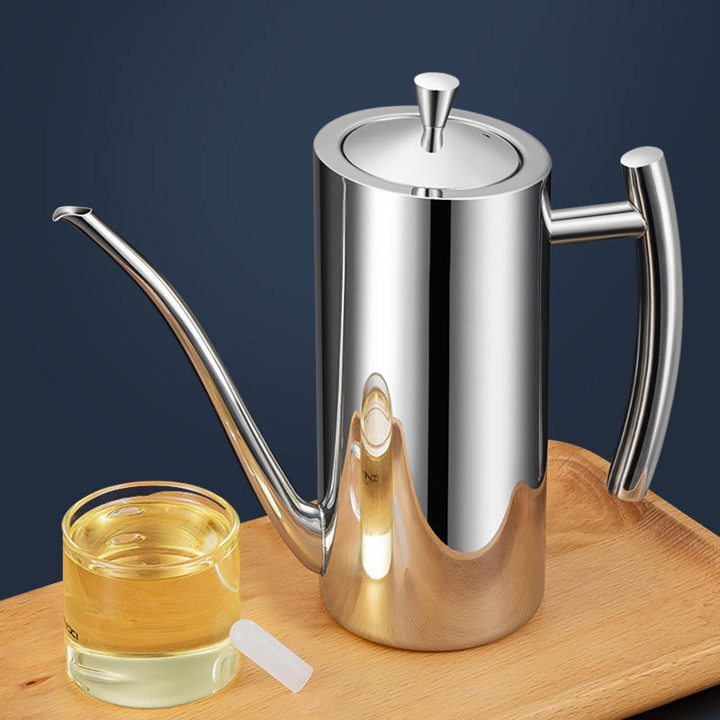 304不锈钢油壶厨房斜口壶创意食用油壶可按防漏酱油壶香油壶