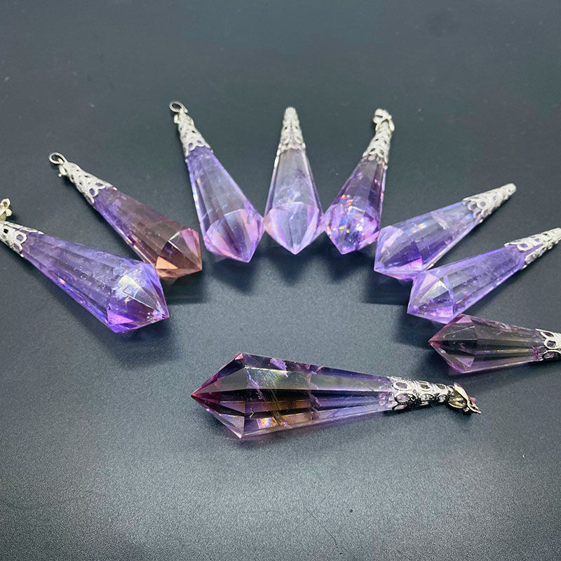 紫黄晶吊坠紫水晶项链情侣挂件套装款男女饰品厂家一件代发-阿里巴巴