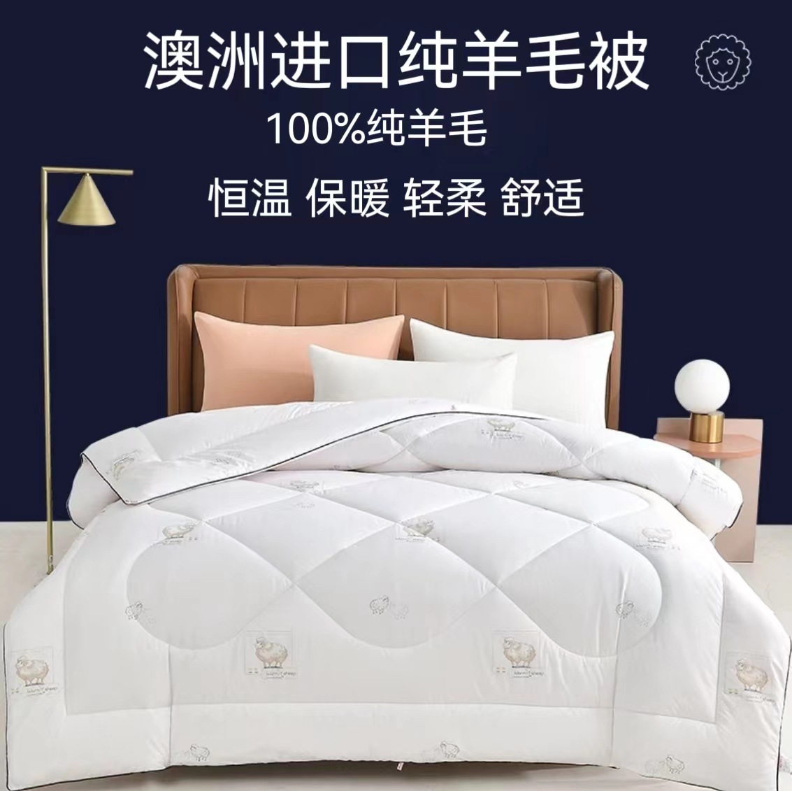 澳洲羊毛被100%纯羊毛被子高档四季亲肤家用学生加厚宿舍保暖被芯