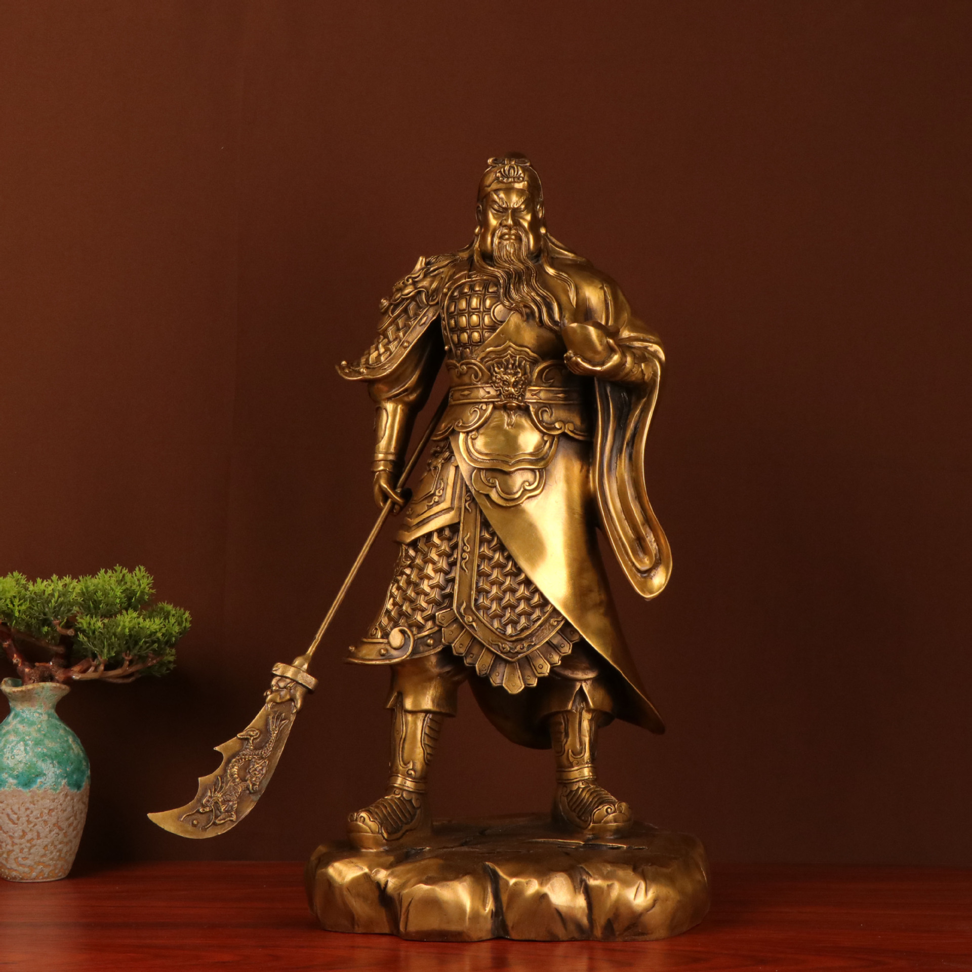 杨铜记 纯铜关公铜武财神 新托宝关公 提刀关公 关二爷铜象 厂家