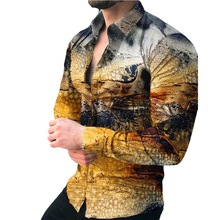 2023新款外贸男士长袖衬衫个性3D印花跨境独立站亚马逊WISH