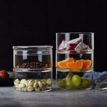 高硼硅玻璃沙拉碗 水果沙拉碗带盖分层沙拉碗甜品盒透明玻璃碗