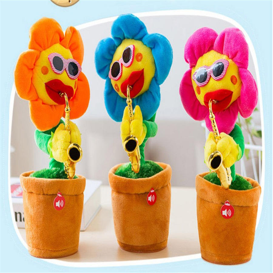 妖娆花向日葵抖音玩具会唱歌的太阳花的扭动发光吹萨克斯120首歌