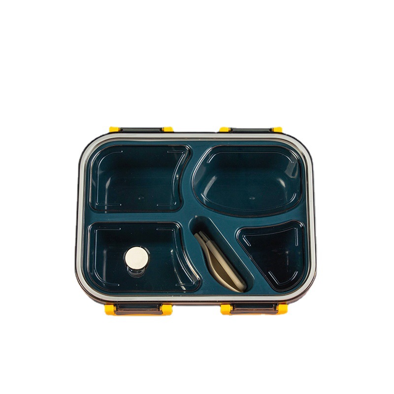 Four-Grid Lunch Box Student Canteen Divided Lunch Box Office Worker Plastic Lunch Box Fast Food Box Wholesale