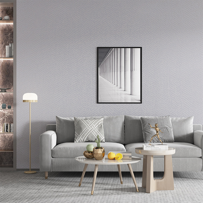 高精密无缝墙布全屋客厅卧室壁布批发现代简约莫兰迪灰蓝色背景墙