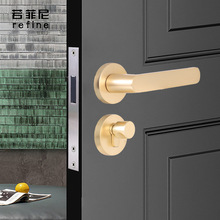 铝合金门锁室内卧室门静音金色门把手实木房门锁具极简磁吸执手锁