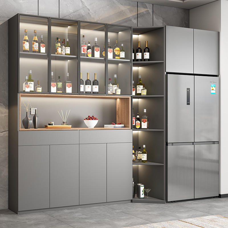 餐边柜轻奢酒柜客厅储物柜高柜现代简约冰箱柜酒柜一体靠墙置物柜