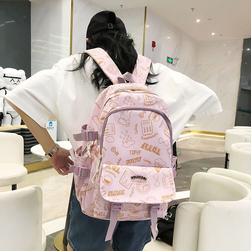 Wholesale New Schoolbag for Primary and Secondary School Girls Cute Graffiti Backpack Casual Simple All-Match Junior and Middle School Students Backpack