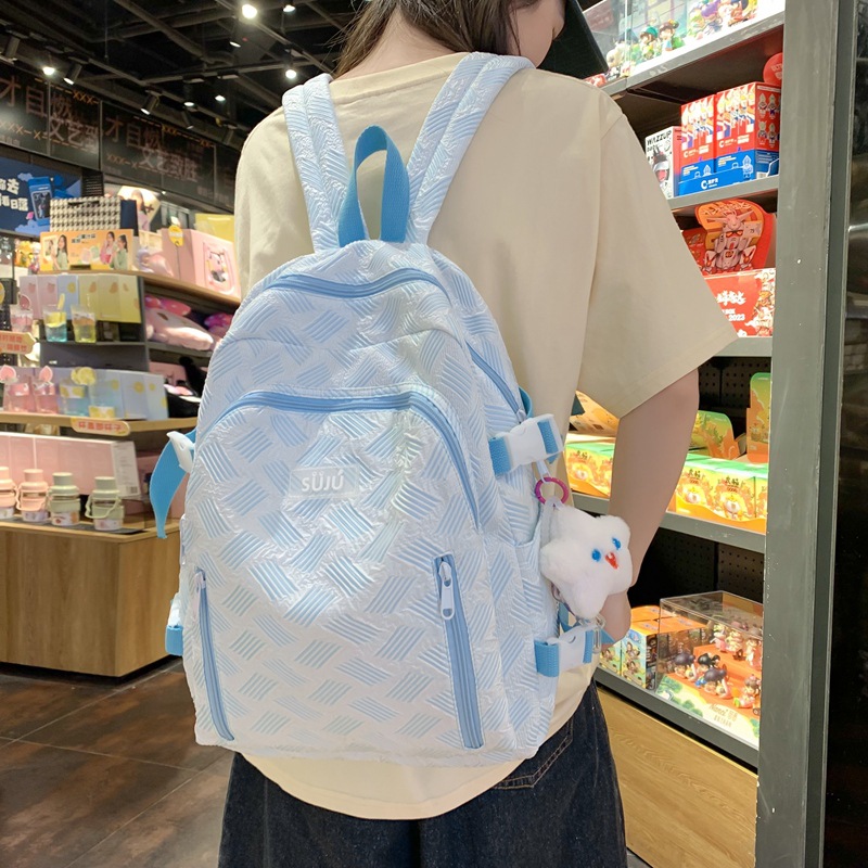 Schoolbag Female 2023 New Fashionable Korean All-Match Canvas Partysu Backpack Primary School Student Junior High School Backpack Fashion