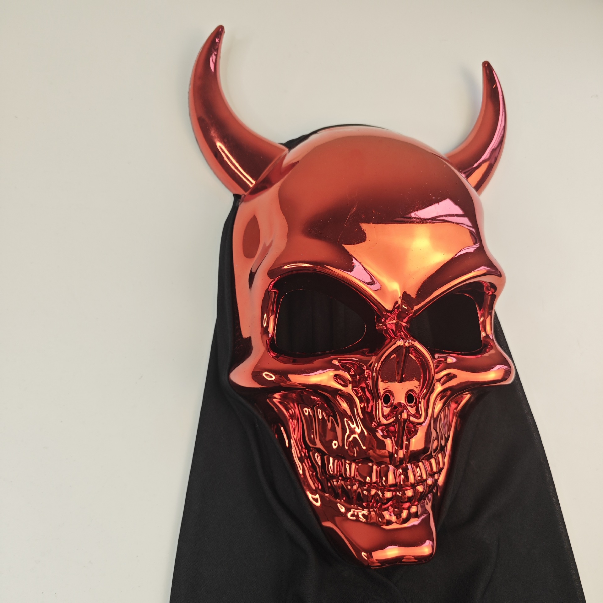 跨境新款电镀银色恶魔牛角面具万圣节舞会面具吸血鬼恶魔-阿里巴巴