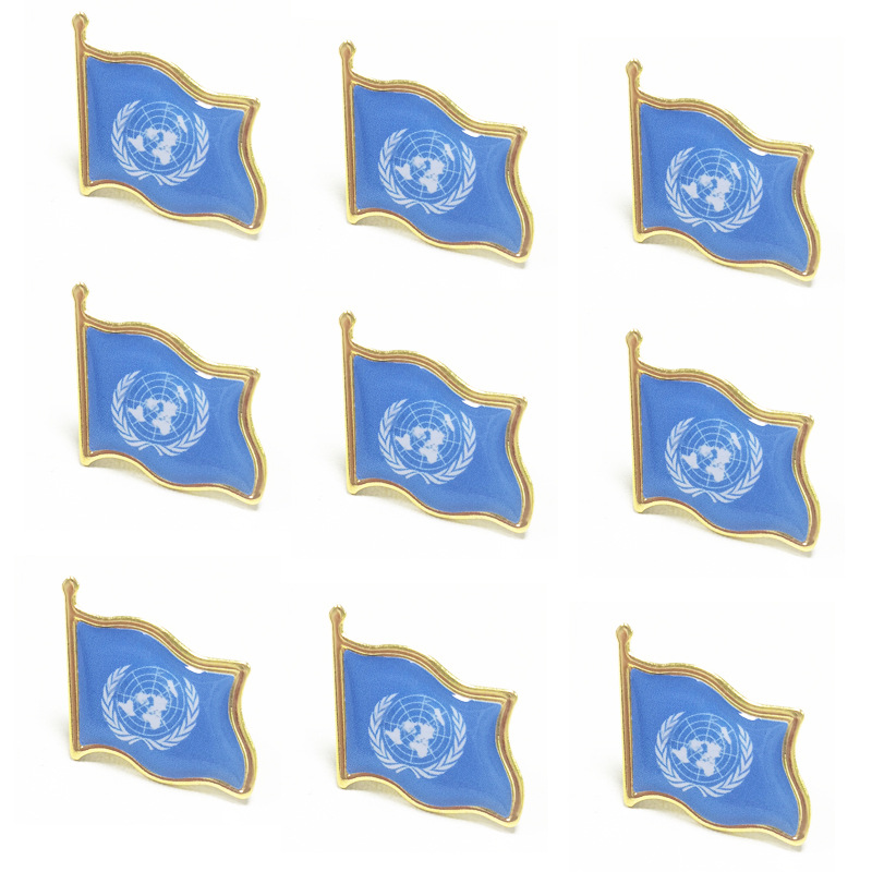 联合国国旗胸针世界各国旗帜徽章滴胶合金胸章纪念品襟章图案批发