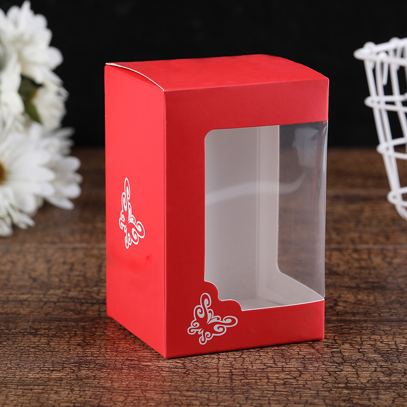 New Packaging Box Two-Side Window Three-Dimensional Packaging Box Square White Card Box Flip Packaging Gift Box Can Be Customized