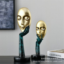 厂家直供抽象人物面具摆件脸谱雕塑树脂工艺品房间书桌客厅装饰