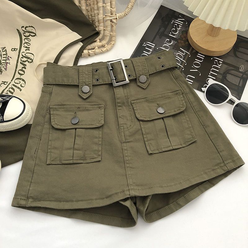 Suit Skirt A- Line Skirt Coffee Denim Skirt 2022 Autumn Women's High Waist Anti-Exposure Sheath Short Pantskirt