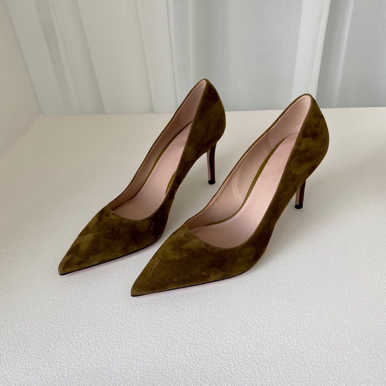 东莞外贸原单 2021新款高跟鞋时尚丝光羊反毛皮尖头细跟单鞋