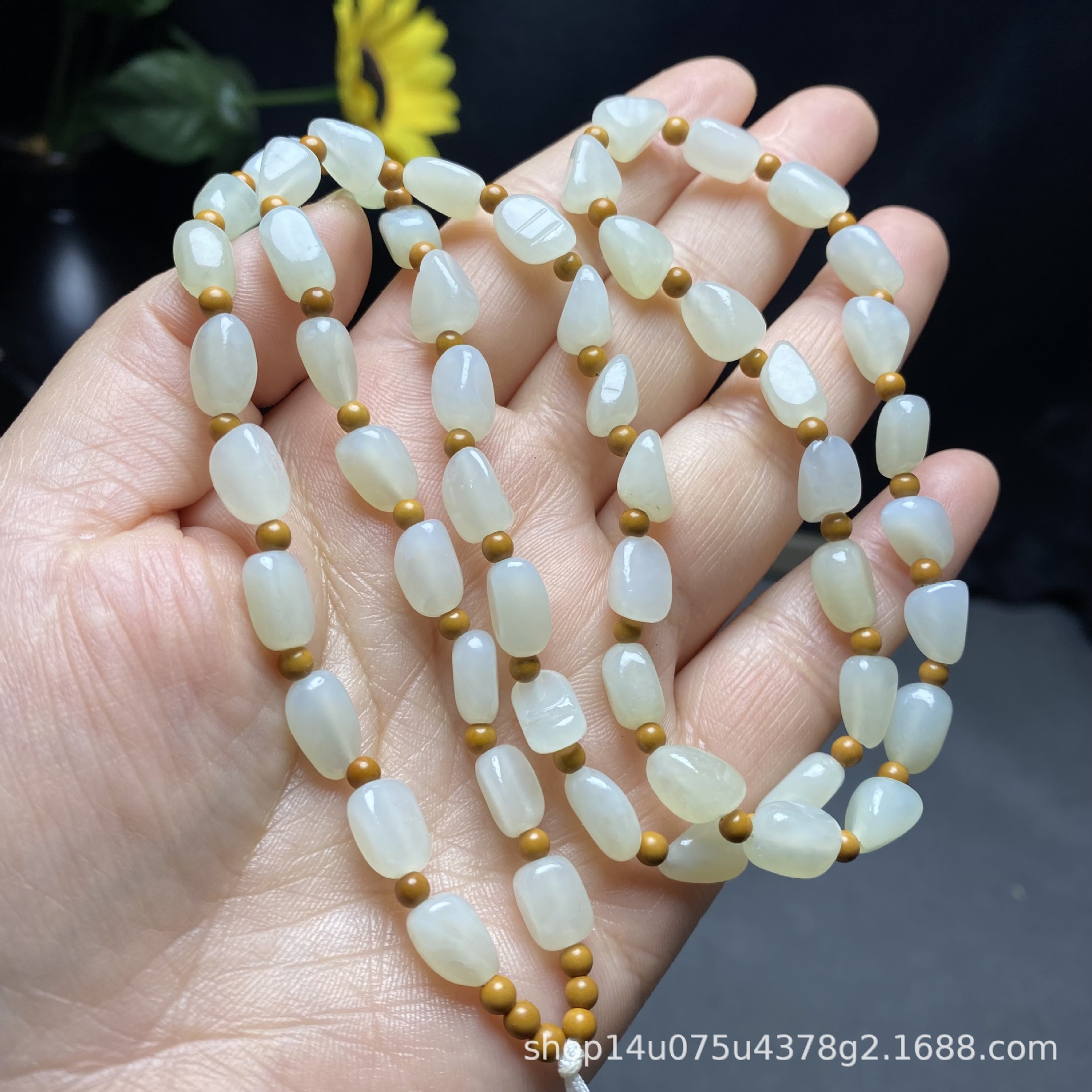 新疆和田玉随形珠链编织款不规则玉珠吊坠绳挂绳玉石绳珠链子