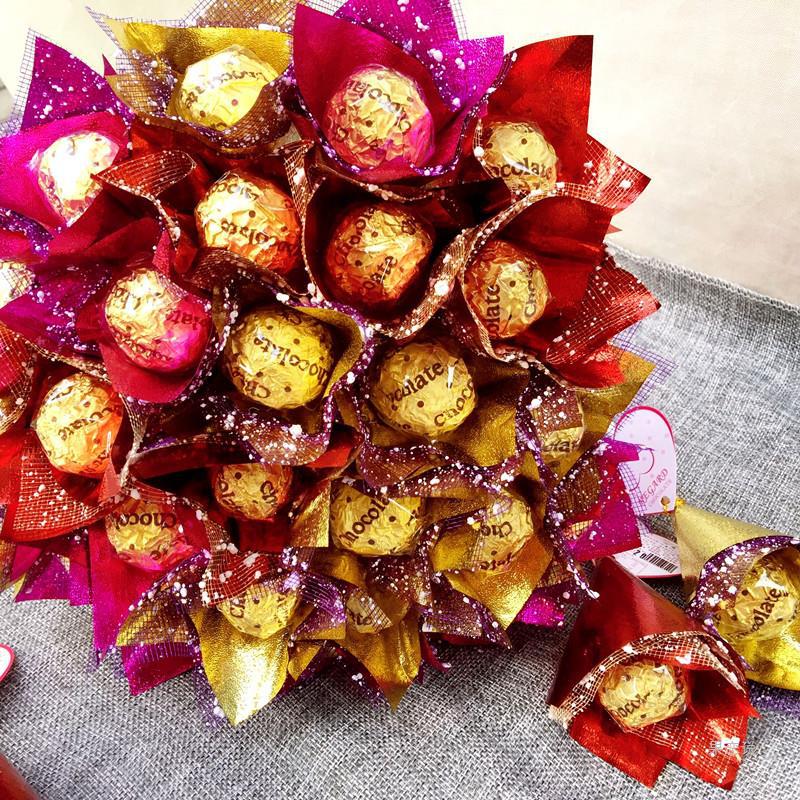 巧克力糖果婚庆装饰表白七夕情人节礼物50支混合花束型巧克力送礼