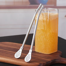 吸管勺304不锈钢勺子两用创意搅拌环保饮管果汁奶茶过滤领券