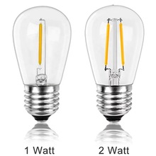 S14led灯丝灯泡 E27螺口1W2W塑料pc爱迪生灯泡 户外灯串替代灯泡